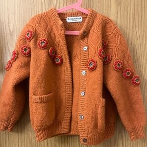 Pumpkin orange floral cardigan